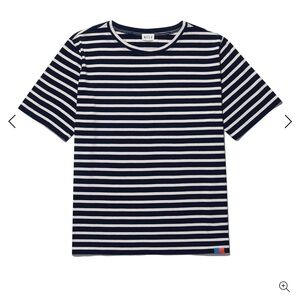 Kule Modern Tee, Size M in Cream and Maroon Stripe.